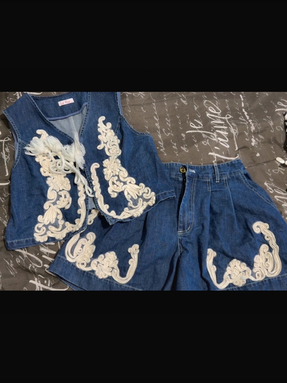 Cottage Vest and Shorts 90’s Matching Set Denim Country Western Vintage Denim